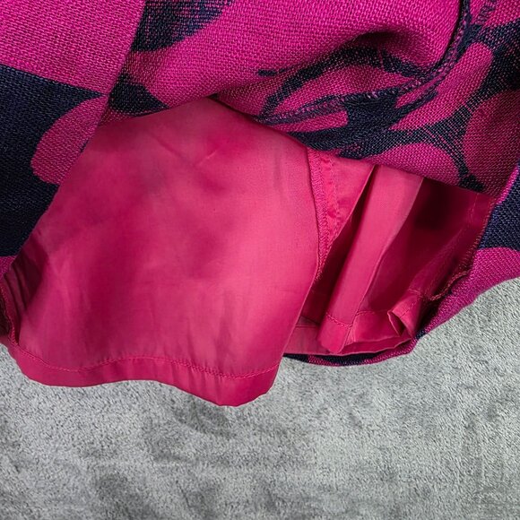 Womens Talbots Pink & Navy Floral Sheath 100% Linen Dress Cap Sleeve Size 4 - Picture 4 of 9